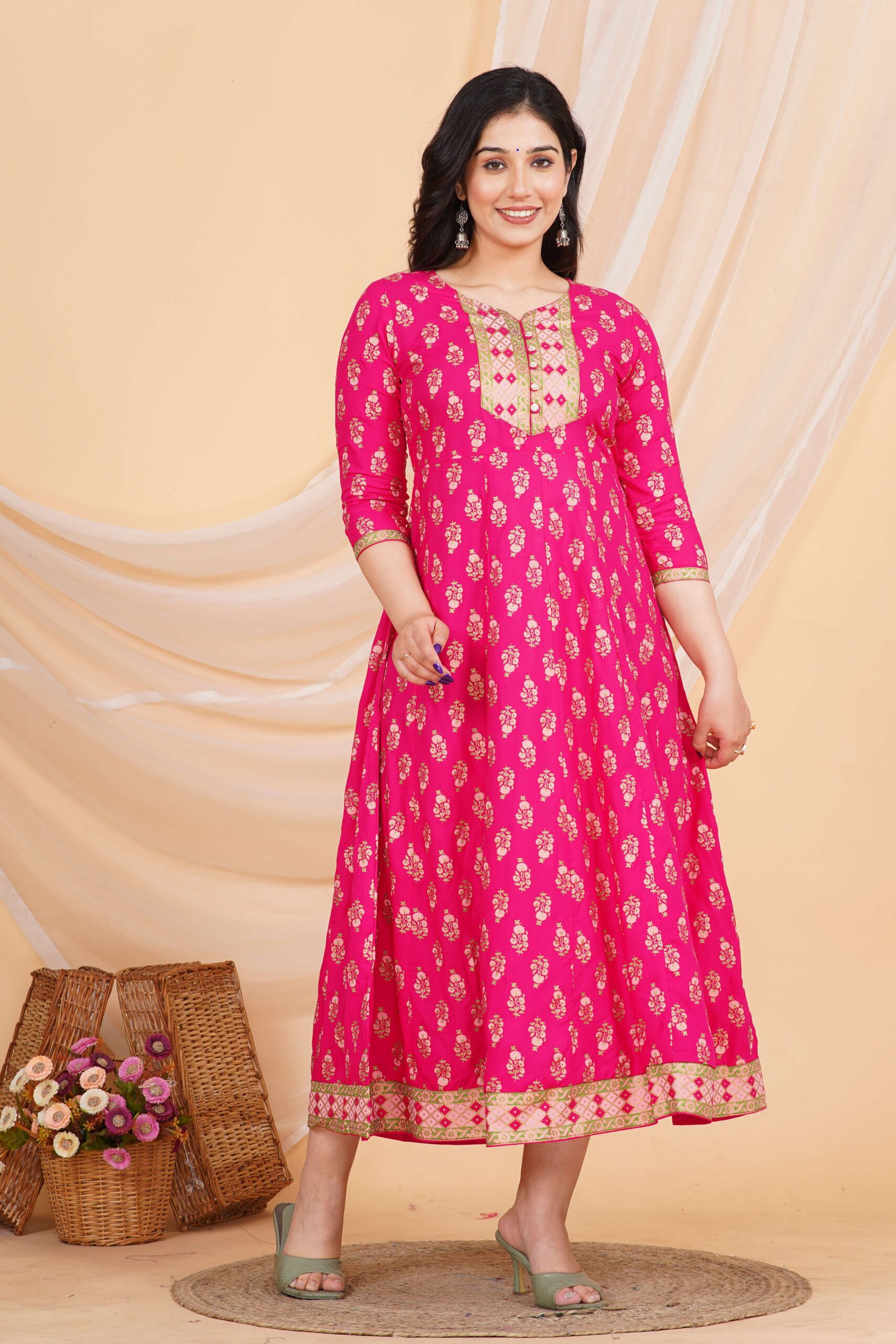 Women's Rayon Printed Anarkali Short Kurti Gown - Image 4